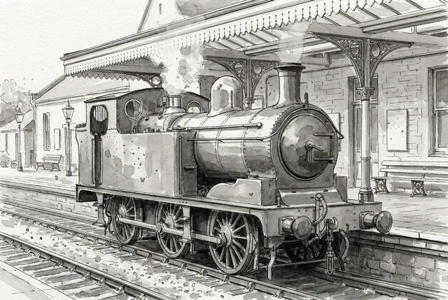 Ink and wash style: a monochrome drawing